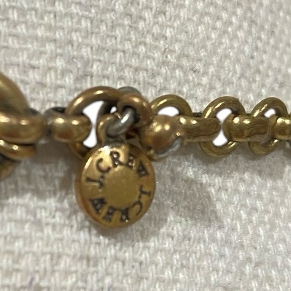 J. Crew flower necklace crystal gray enamel mustard antique gold tone marked - Picture 8 of 8